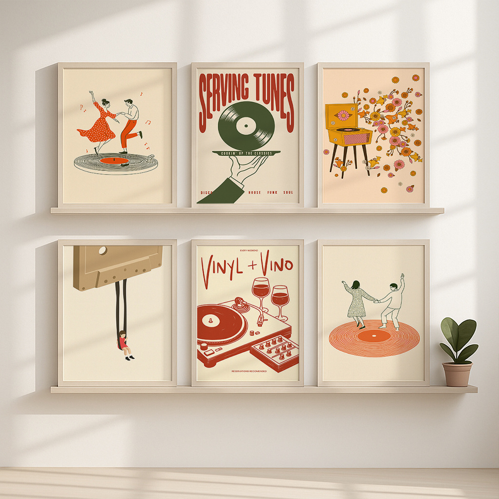 1pc Vintage Music Canvas Poste - Home Office Or ulasan dan harga