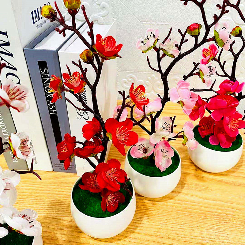 Simulation Plum Flower Pot Pla - Home Office Layout ulasan dan harga